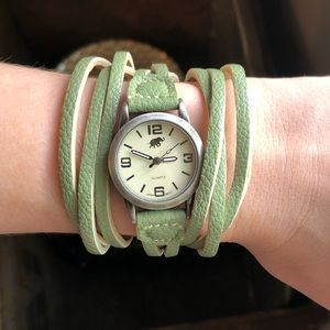 Faux leather wrap watch